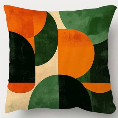 Vintage Mid-Century Modern Kussenhoes - Groen Oranje Zwart Bank Slaapkamer Decor Linen 18*18(CM)-1Pcs