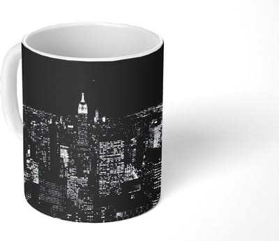 Mok - Koffiemok - Skyline - Zwart - Wit - New York - Amerika - Mokken - 350 ML - Beker - Koffiemokken - Theemok