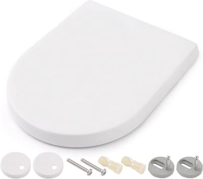 Universele wc-bril met gevoerde sluiting - snelsluiting - antibacteriële kunststof - wit - D-vorm - 450 x 361 x 53 mm