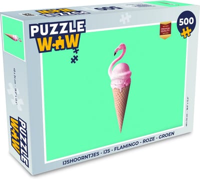 Puzzel IJshoorntjes - IJs - Flamingo - Roze - Groen - Legpuzzel - Puzzel 500 stukjes