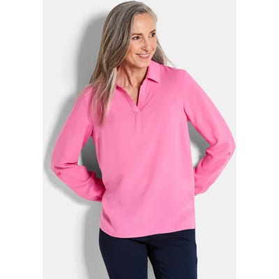 Overslagblouse van zuivere viscose - pink - Gr. 19 van Goldner Fashion