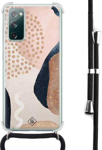 Casimoda® hoesje met koord - Geschikt voor Samsung S20 FE - Abstract Dots - Afneembaar koord - Siliconen/TPU - Multi