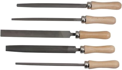 SW-Stahl 90902SB werkplaatsvijlenset I 5-delig I 300 mm I werkplaatsvijlenset I vijlenset voor metaal I houten handvat