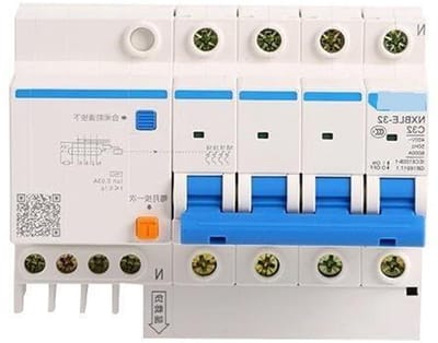 Aardlekbeveiliging - Stroomonderbreker - Elektrische Veiligheid - 4 Polen - 30mA - Grijs