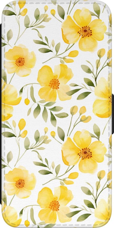 Leuke Telefoonhoesjes - Hoesje geschikt voor Samsung Galaxy S23 bookcase leer - Sunny flowers - Sunny flowers - Wallet Case met pasjeshouder - Bloemen - Geel