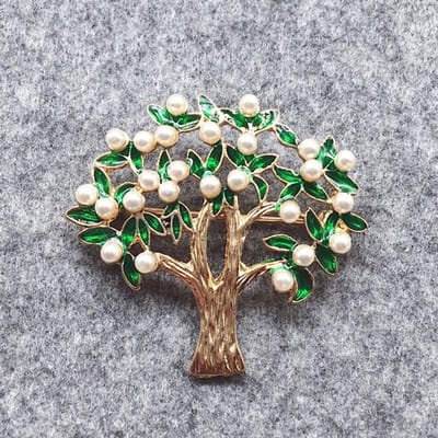 Broches Feuilles Vertes Design Rétro Créatif Pour Femme Étudiante Fête Arbre Plante Pull Chapeau Corsage Broche Épingle white