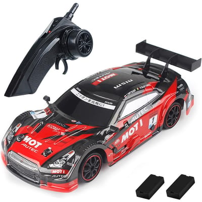 1/18 Renote contrôle voiture de course voiture à la dérive 28 km/h 4WD voiture de course à grande vitesse enfants cadeau RTR avec 2 2 battery rouge