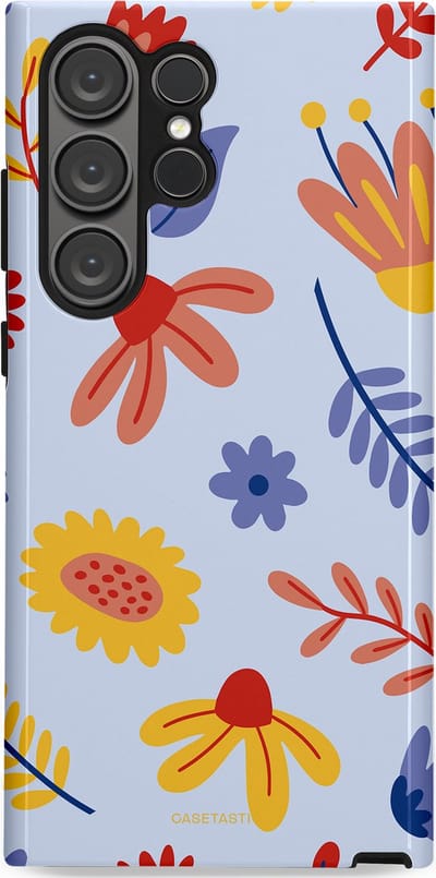 Casetastic hoesje geschikt voor Samsung Galaxy S23 Ultra - Dubbellaagse bescherming - Bloemenval - Fashion Case - Lavendel Goud Terracotta