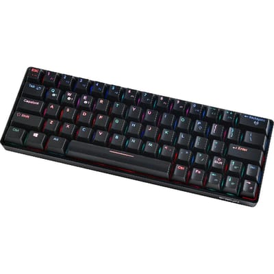 Clavier mécanique compact multi-appareils avec 64 touches BT et mode filaire, 18 effets rétroéclairés RVB, touche N Brown Switches noir