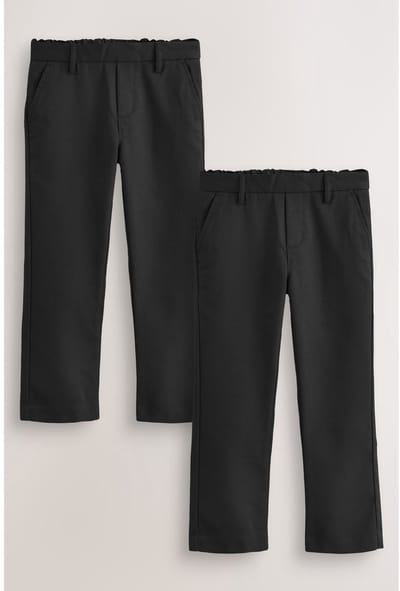 Next - Jongens - Reguliere schoolbroeken met elastische taille en rechte pijpen, 2 stuks - Zwart