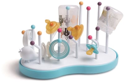 Suavinex Flessen Droogrek - Flessenrek Baby met 5 Lange en 6 Korte Staven - Voor Flesjes, Spenen, Doppen en Ventielsystemen - Eenvoudig te Monteren - Vaatwasbestendig - BPA-vrij - Wit
