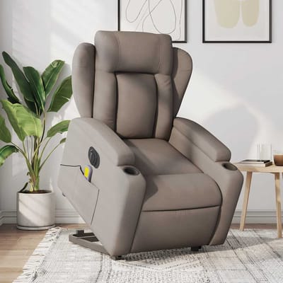 vidaXL - Sta-op-massagestoel - elektrisch - verstelbaar - stof - taupe