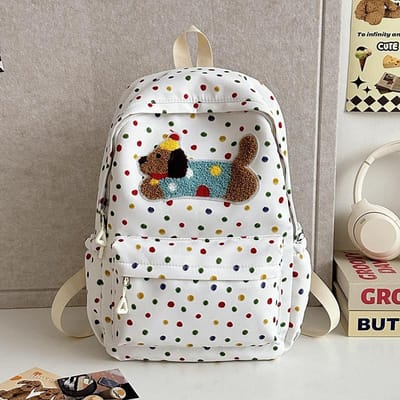 De Nieuwe Polkadot Hondenrugzak Heeft Een Grote Capaciteit en Is Schattig. Het is een veelzijdige rugzak voor leerlingen van de onder- en bovenbouw. .