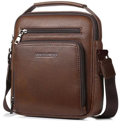 WEIXIER mannen PU Lederen Schoudertas Vintage Messenger Bags Mannen Bolsos Mannelijke Crossbody Tassen Man Handtas Sling Bag one size bruin
