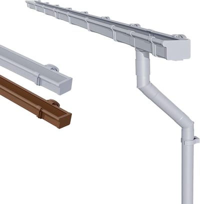 Dakgoot Set PVC - Regenpijp Set - Waterafvoer Dak - Weerbestendig PVC-U - 6 meter - Grijs