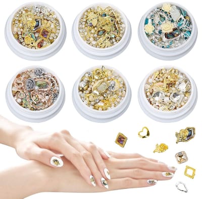 Dailygoods- Nagelkunstsieraden 3D - 6 Dozen - Veelkleurig - Legering - Creatieve Accessoires - Duurzaam en Modieus - Nageldecoratie