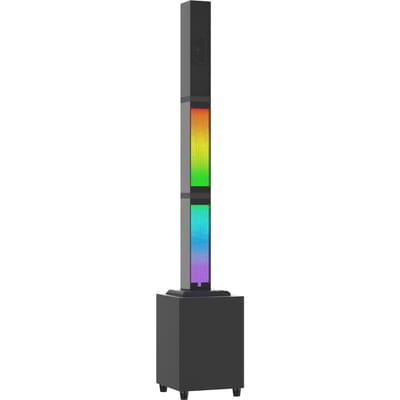 Haut-parleur sans fil BT avec caisson de basses, lumière d'ambiance RVB, machine de karaoké avec entrée microphone AU