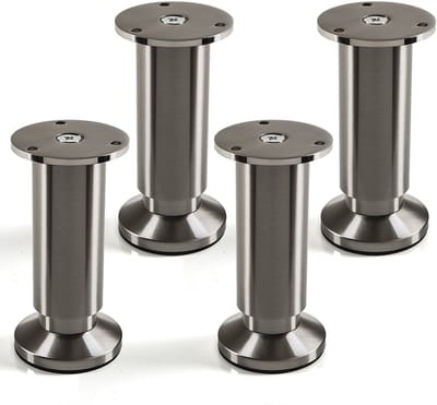 4 stuks SOTECH meubelpoot Alpha, RVS-look geborsteld, belastbaar tot 250 kg, hoogte: 120 mm, verstelbaar