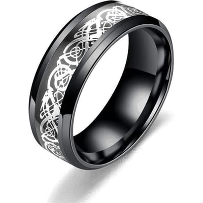 Charm Koppelringen Romantische Dames Zwarte Strass Ringen Set Coole Heren Roestvrij Staal Keltische Draak Ring Mode Sieraden Cadeau 8 gray