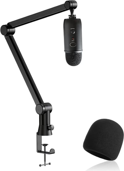 Microfoonstandaard met Popfilter - Microfoonarm met Kabelbeheer en Schuimkap voor Studio, Podcasting en Streaming