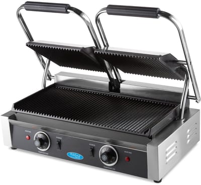 Contactgrill - Gegroefd - Dubbele Grillplaat - 2 x 22 cm