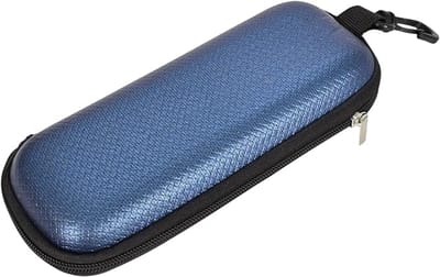 Draagbare leren brillenkoker - Blauwe pouch voor mannen en vrouwen, ideaal voor bescherming en stijl