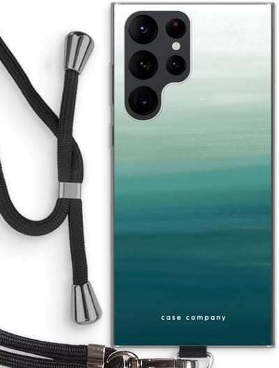 Case Company® - Hoesje met koord geschikt voor Samsung Galaxy S22 Ultra hoesje met Koord - Ocean - Telefoonhoesje met Zwart Koord - Bescherming aan alle Kanten en Over de Schermrand