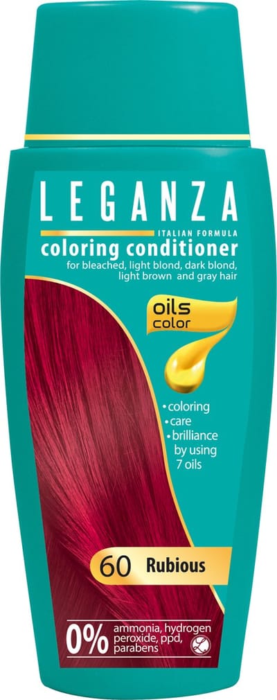 Leganza Coloring Conditioner Rubious – Natuurlijke Kleurspoeling Ruby Rood – Semi-Permanente Haarkleuring met Natuurlijke Oliën – Zonder Ammoniak – 150ml