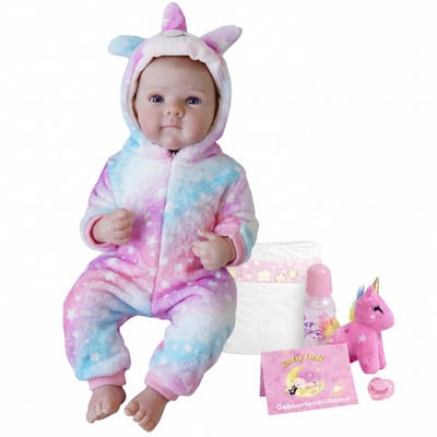 Lovibella® Liora Unicorn Levensechte Babypoppen - 1,1 Kilo - 45 CM - Reborn Baby Pop - Met Accessoires - Reborn Baby - Reborn Baby Doll - Dementie Pop - Reborn Poppen Meisje