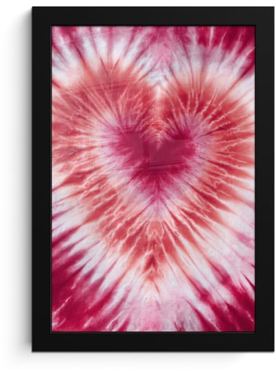 Poster in lijst - Fotolijst 20x30 cm - Posters - Hartvorm - Roze - Tie dye - Posterlijst zwart - Decoratie - Wanddecoratie woonkamer - Muurdecoratie slaapkamer