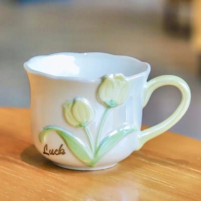 Hoog uitziende Onderglazuur Kleur Gegalvaniseerde Tulp Serie Keramische Mok Meisjes Favoriete Kopje Koppels Set Kop Ins Stijl 301-400ml