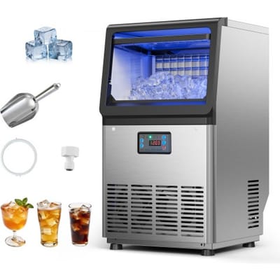 VEVOR Commerciële IJsmachine 36 kg/dag IJsblokjesmaker Roestvrijstalen behuizing, Onderbouw ijsblokjesmachine met LED-display en zelfreinigende functie, voor thuisbar en restaurant