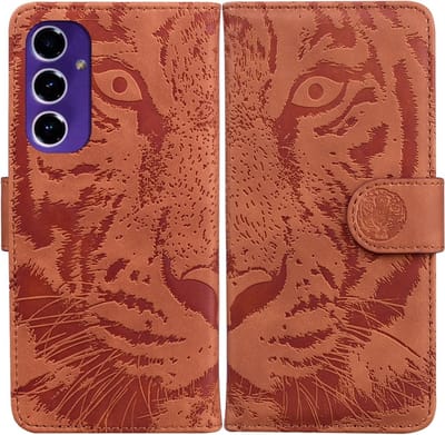 Coverup Hoesje - Geschikt voor Samsung Galaxy A16 5G Hoesje - Coverup Tiger Book Case - Bruin