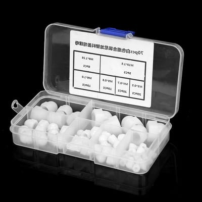 70 Stuks Plastic Hexagon Acorn Moeren - Dome Cap Moeren voor M3/M4/M5/M6/M8/M10 - Nylon Hex Hoofd en Dekmoeren in Wit