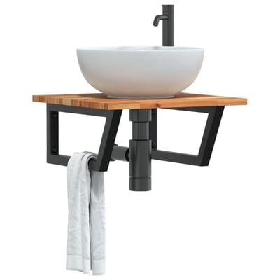 vidaXL - Badkamer - wandschap - staal - en - massief - acaciahout