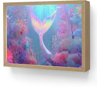 Nachtlampje 40x30 cm - Kinder lamp - Zeemeerminnenstaart - Koraal - Water - Tafellamp kinderkamer draadloos - Slaapkamer lampje - Bedlamp kinderen - Kinderlampje - Wandlamp babykamer - Nachtlampjes