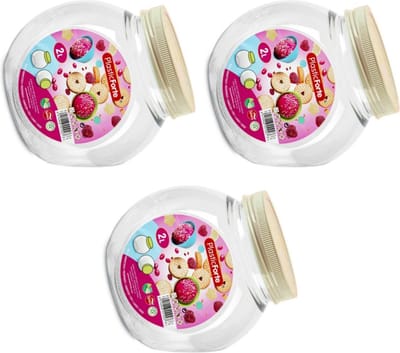 PlasticForte Snoeppot/voorraadpot - 3x - 2L - beige - kunststof - D12 x H17 cm