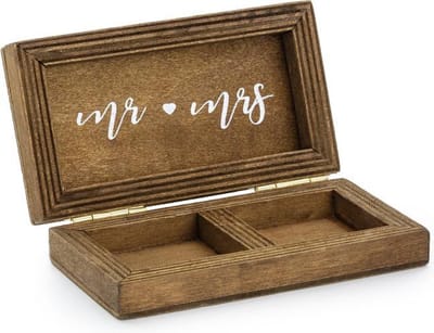 Houten ringendoosje - We do - Mr & Mrs - Trouwringen