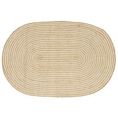 vidaXL Gebied Tapijt Natuurlijk en Wit 100 x 152 cm Jute