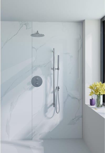 FugaFlow Eccelente Acces Inbouw Regendoucheset - rond - thermostatisch - wandarm - glijstang - 25cm hoofddouche - staaf handdouche - gladde doucheslang - chroom