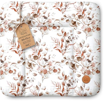 Verschoonkussen Wig Aankleedkussen Verschoontafelmat Baby – 85 x 72 cm Afwasbaar Waterdicht Antislip Comfortabele Schuimvulling Voor Babybed Verschoontafel Commode Bladeren