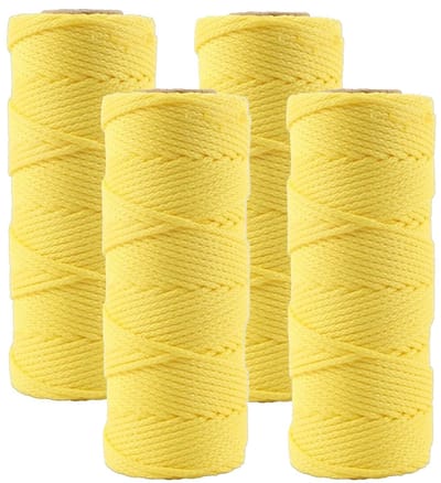 Touw/uitzetkoord geel fluoriscerend - 4x - 50 meter - Touwen - Metselkoord - Tuin aanleggen bestrating