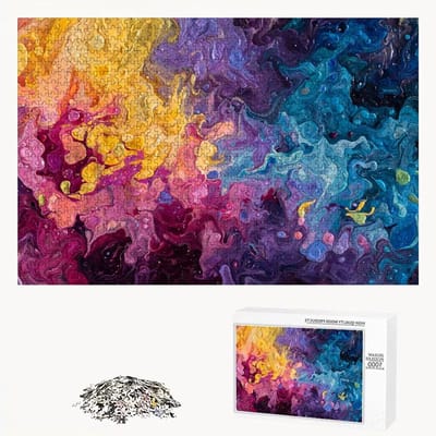 Puzzel 1200 stukjes - Houten Legpuzzel - Creatieve Ontspanning - Abstract Kleurrijk Design - 75 x 50 cm - Veelkleurig