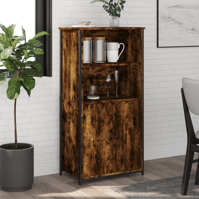 vidaXL - Hoge - kast - 62x36x121,5 - cm - bewerkt - hout - gerookt - eikenkleurig