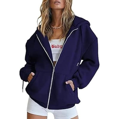 Dames Casual Volledige Rits Sherpa Gevoerde Hoodie Sweatshirt Jas Plus Size Pluche Jas S