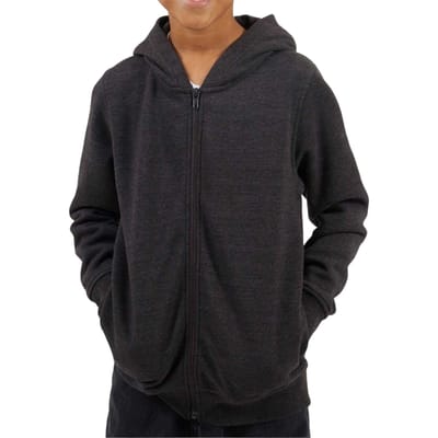Brave Soul Jongens Effen Geribbelde Boord Volledige Rits Hoodie (Donker Antraciet)