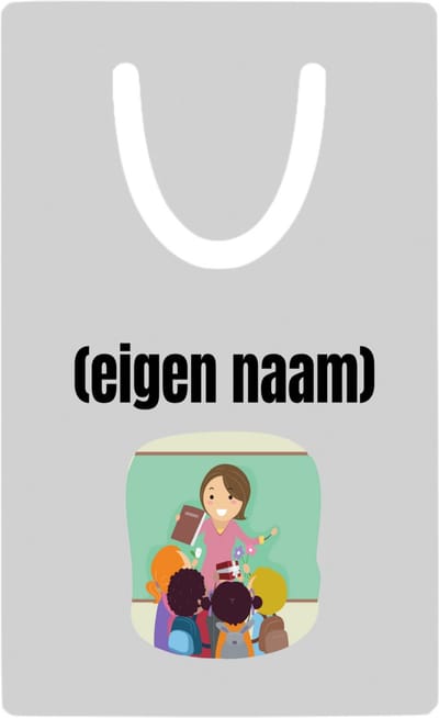 Hacebo® - juf met kinderen met eigen naam metalen boekenlegger - Juf - leraressen - collega's - verjaardag - afscheidscadeau - geschenk - kado Bladwijzer boekenleggers - 7.6 cm x 5cm