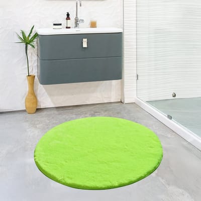 Bosdela badkamermatten, wasbaar, zacht en comfortabel – toiletmat + badmat – ideaal voor badkamer en toilet, met Ø90 cm Neon Groen