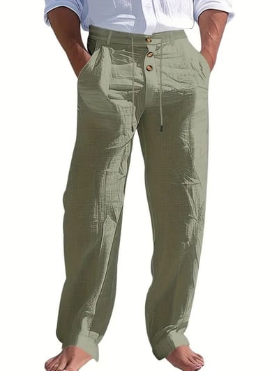 Bovista Linnen Broek Heren - Zomerbroek - Volwassenen - Lange Broek - Pantalon - Strandbroek - Zomer - Ibiza Stijl - Groen - Maat XL