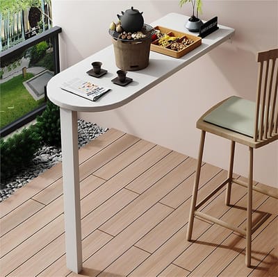 Opklapbare Wandtafel - Zwevend Bureau - Kleine Ruimte - Eenvoudig Opklapbaar - 75 x 40 cm - Wit